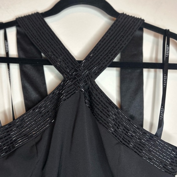 Laundry by Shelli Segal Beaded Criss Cross Halter Dress Black Size 4 - Picture 10 of 10